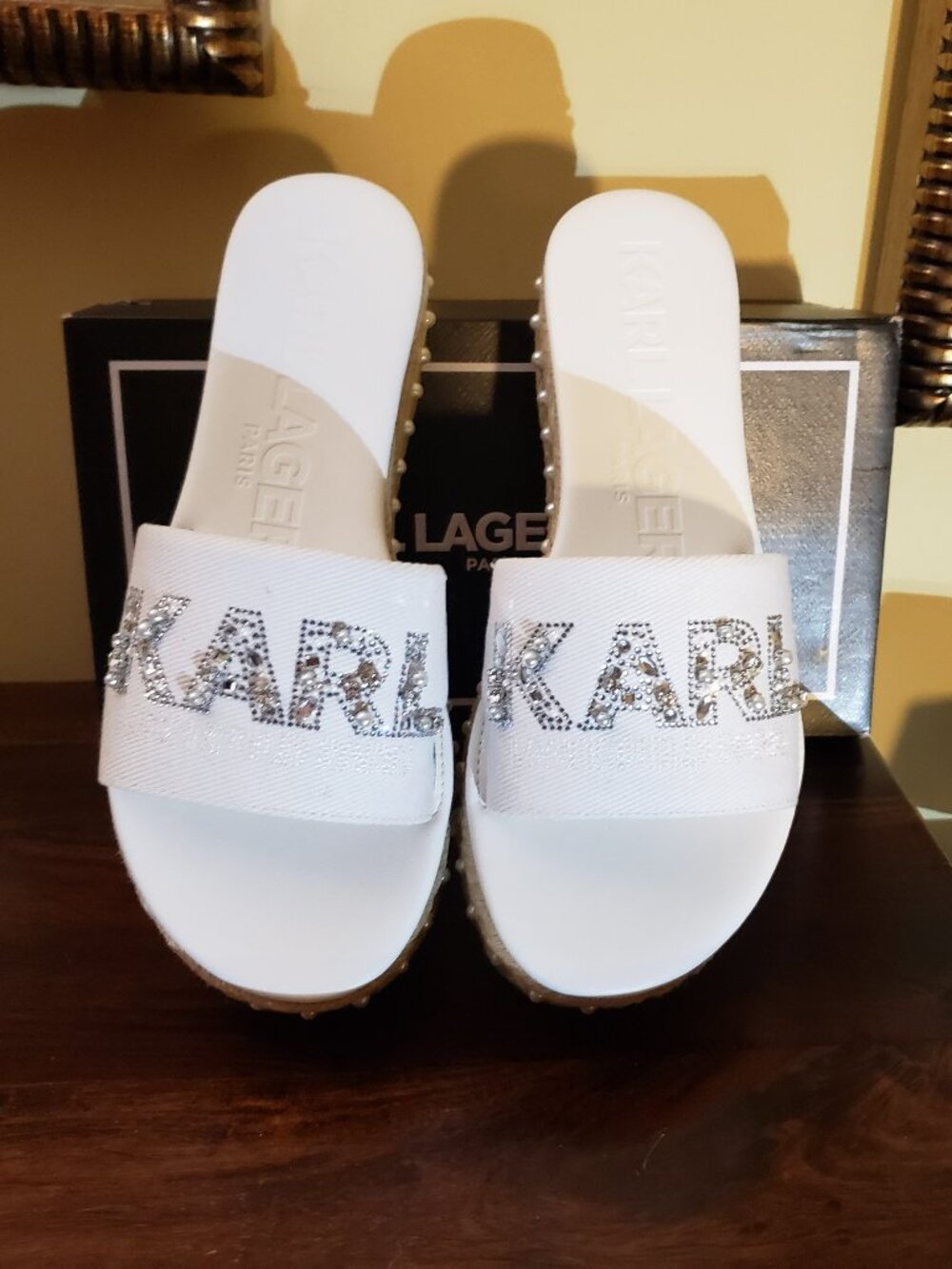 New Karl Lagerfeld Kamara Pearl - Platform White Denim/ Size 9
